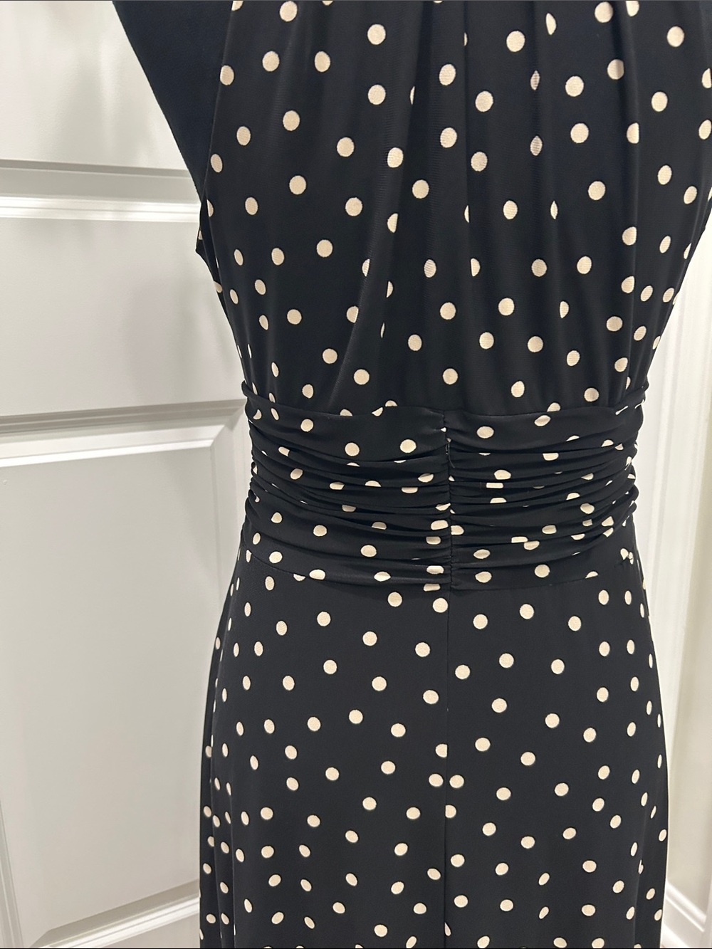 Black With Cream Polka Dot Halter Midi Dress Size 6 by Van Picone - Picture 8 of 12